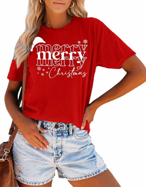 Load image into Gallery viewer, Merry Christmas Women's Graphic Short Sleeve Shirt Green Size XXL
