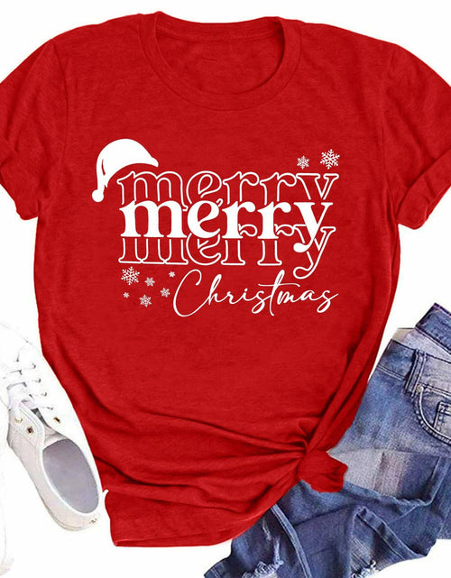 Load image into Gallery viewer, Merry Christmas Women's Graphic Short Sleeve Shirt Green Size XXL
