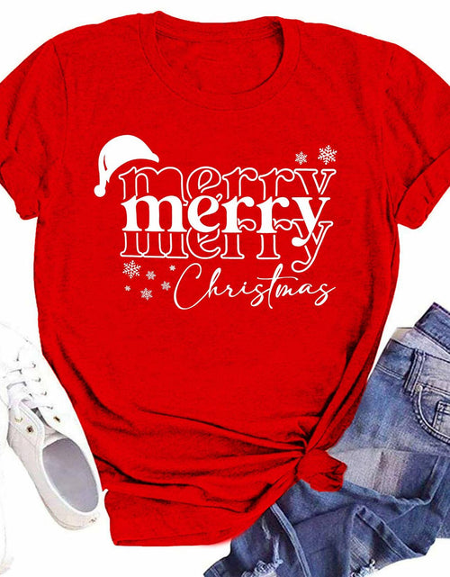 Load image into Gallery viewer, Merry Christmas Women's Graphic Short Sleeve Shirt Green Size XXL
