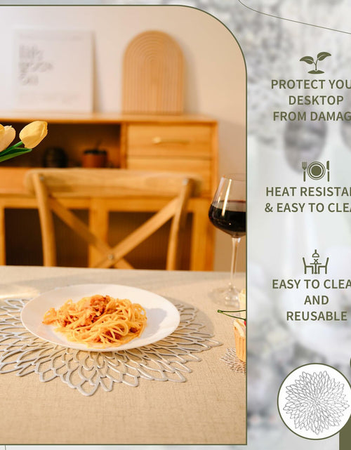 Load image into Gallery viewer, Defined Deco Silver Vinyl Placemats &amp; Coasters Set of 18 15" Round
