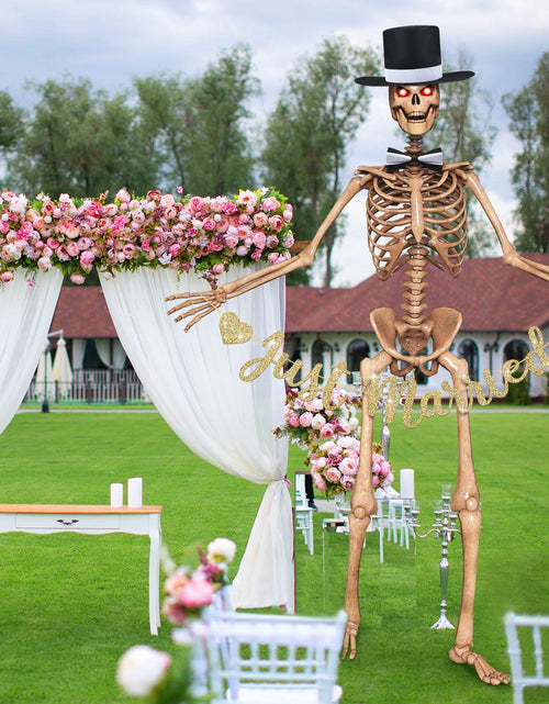 Load image into Gallery viewer, VioraWhite Skeleton Costume Accessories Banner Bow Tie Just Married
