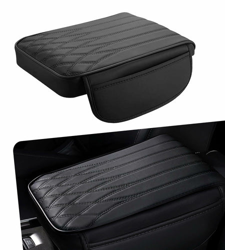 Yumfugu Car Center Console Armrest Cover Leather Memory Foam Beige 12.59x8.66
