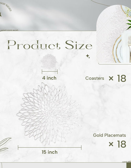 Load image into Gallery viewer, Defined Deco Silver Vinyl Placemats &amp; Coasters Set of 18 15" Round

