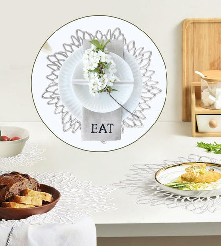 Defined Deco Silver Vinyl Placemats & Coasters Set of 18 15" Round