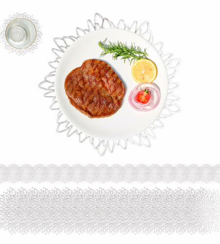 Defined Deco Silver Vinyl Placemats & Coasters Set of 18 15" Round