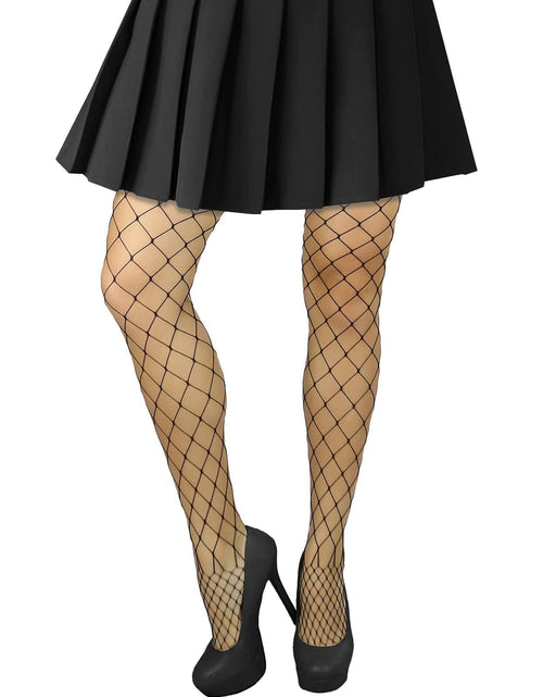 Load image into Gallery viewer, Lastclream Fishnet Tights High Waisted Sheer Pantyhose Plus Size Nude Size L

