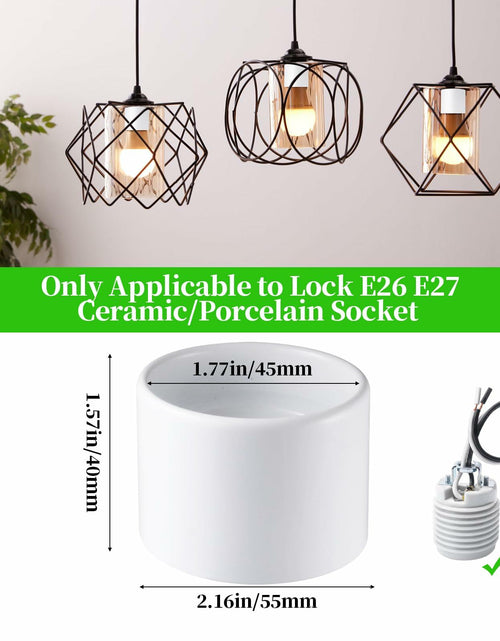 Load image into Gallery viewer, 2Pcs Light Socket Shade Ring Metal Collar 1.5in Thread E26 E27 Ceramic White
