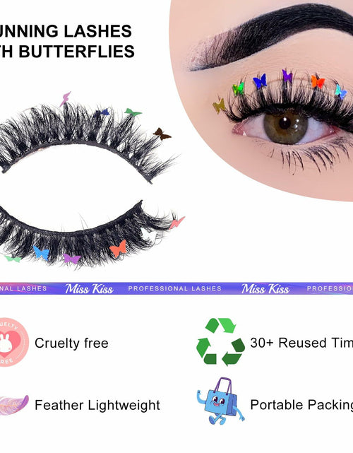 Load image into Gallery viewer, Miss Kiss Butterfly Russian Curl False Eyelashes 14MM Black 2 Pairs + 2 Brushes
