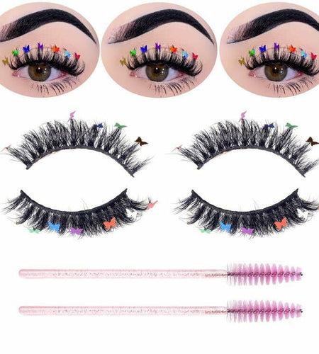Miss Kiss Butterfly Russian Curl False Eyelashes 14MM Black 2 Pairs + 2 Brushes
