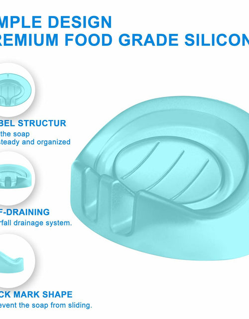 Load image into Gallery viewer, Self Draining Soap Dishes 2-Pack Waterfall Drainer Holder Blue Bathroom Kitchen
