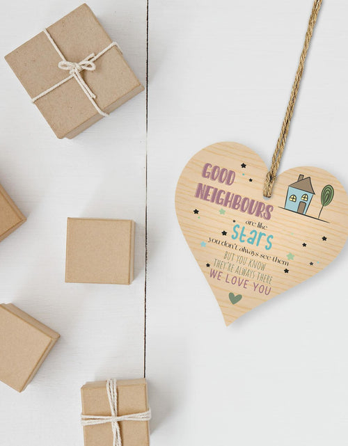 Load image into Gallery viewer, Wooden Antique Hanging Heart Plaque Sign Good Neighbors Quote
