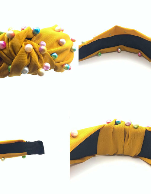 Load image into Gallery viewer, SMYAXUNW Colorful Pearl Knotted Hairband Gemstone Imitation Pearl Twist
