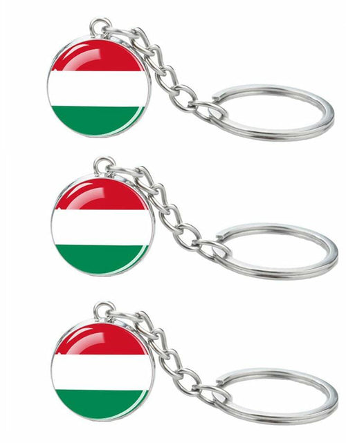 Load image into Gallery viewer, LLBFHH Hungary Flag Key Chain Stainless Steel Car Keyrings 3 Pcs
