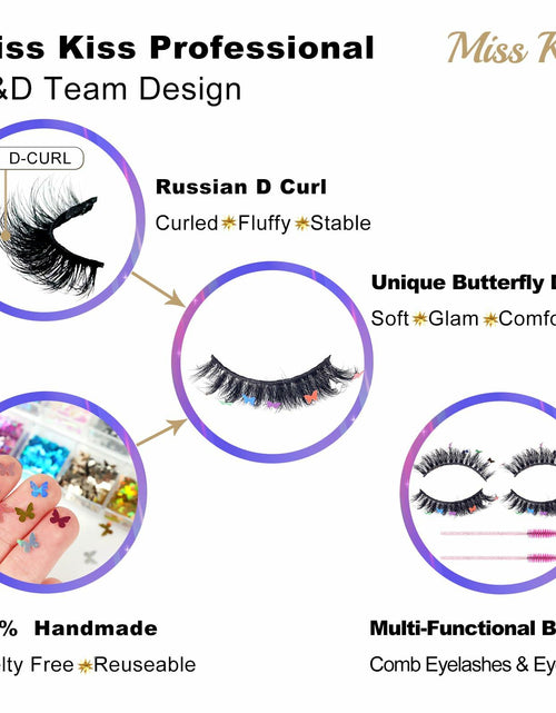 Load image into Gallery viewer, Miss Kiss Butterfly Russian Curl False Eyelashes 14MM Black 2 Pairs + 2 Brushes

