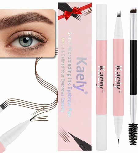 BestBy07/27 evpct Brown Dual-Ended Microblading Eyebrow Pen 1Pc Brush
