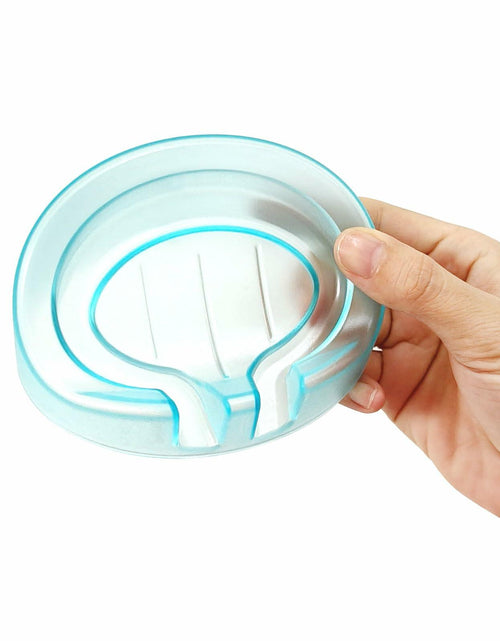 Load image into Gallery viewer, Self Draining Soap Dishes 2-Pack Waterfall Drainer Holder Blue Bathroom Kitchen
