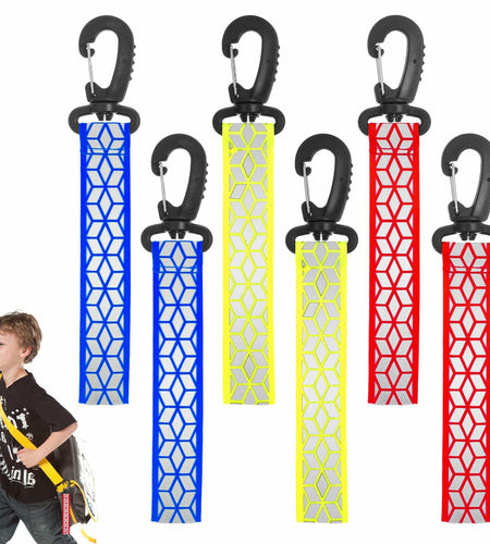 Grevosea 6Pcs Reflective Safety Key Chains Pendants Red Yellow Blue