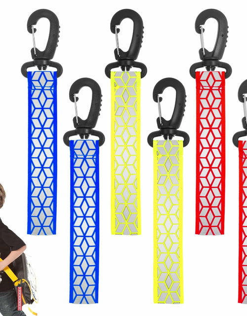 Load image into Gallery viewer, Grevosea 6Pcs Reflective Safety Key Chains Pendants Red Yellow Blue
