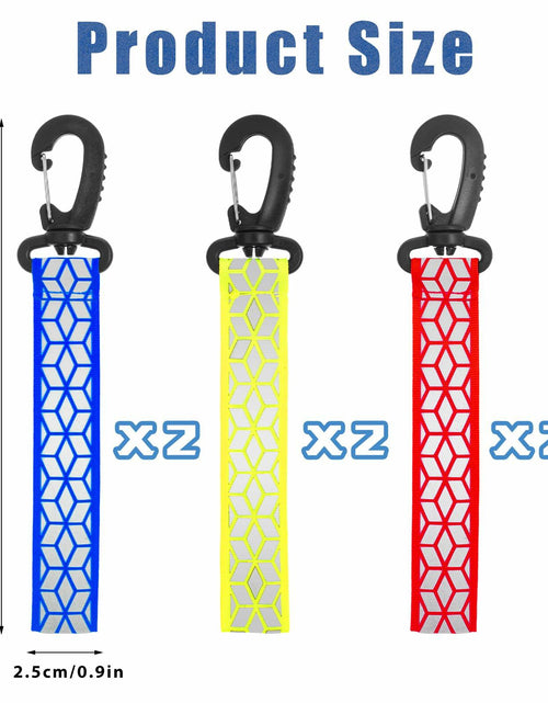 Load image into Gallery viewer, Grevosea 6Pcs Reflective Safety Key Chains Pendants Red Yellow Blue
