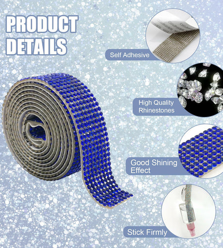 8 Rolls Rhinestone Ribbons Self Adhesive Diamond Bling 8 Yards DIY Crafts