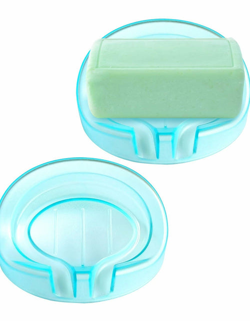 Load image into Gallery viewer, Self Draining Soap Dishes 2-Pack Waterfall Drainer Holder Blue Bathroom Kitchen
