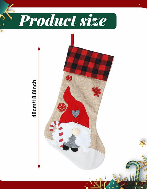 Load image into Gallery viewer, LASPERAL 4Pcs 18in Christmas Stockings 3D Burlap Santa Snowman Reindeer
