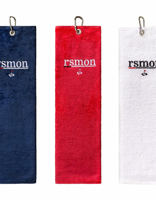 Load image into Gallery viewer, rsmon Cotton Golf Towels 20x17 Inch Red Navy Blue White Pack of 3
