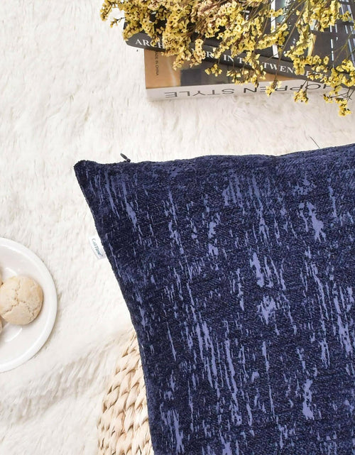 Load image into Gallery viewer, CaliTime Marbling Jacquard Chenille Throw Pillow Cases 12x20 Navy Blue 2 Pack
