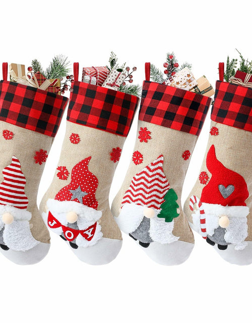 Load image into Gallery viewer, LASPERAL 4Pcs 18in Christmas Stockings 3D Burlap Santa Snowman Reindeer
