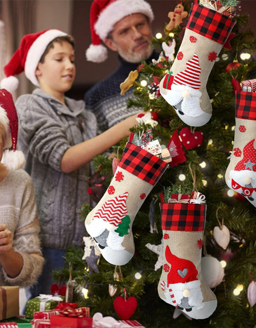 Load image into Gallery viewer, LASPERAL 4Pcs 18in Christmas Stockings 3D Burlap Santa Snowman Reindeer
