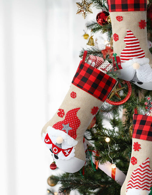 Load image into Gallery viewer, LASPERAL 4Pcs 18in Christmas Stockings 3D Burlap Santa Snowman Reindeer
