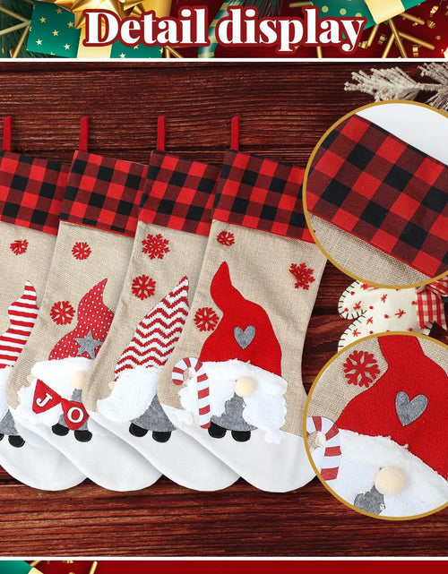 Load image into Gallery viewer, LASPERAL 4Pcs 18in Christmas Stockings 3D Burlap Santa Snowman Reindeer
