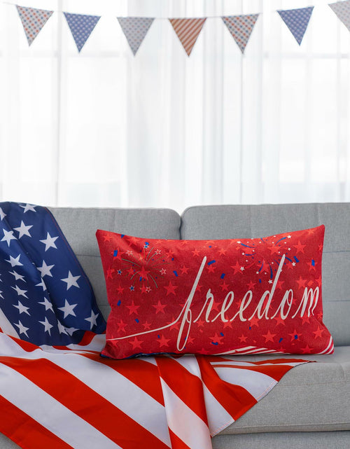 Load image into Gallery viewer, Freedom Patriotic 4th of July USA Pillow Cover 20x12 Inch
