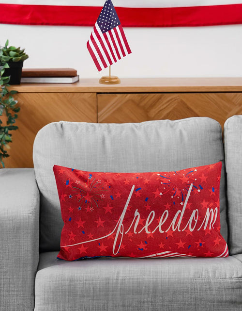 Load image into Gallery viewer, Freedom Patriotic 4th of July USA Pillow Cover 20x12 Inch
