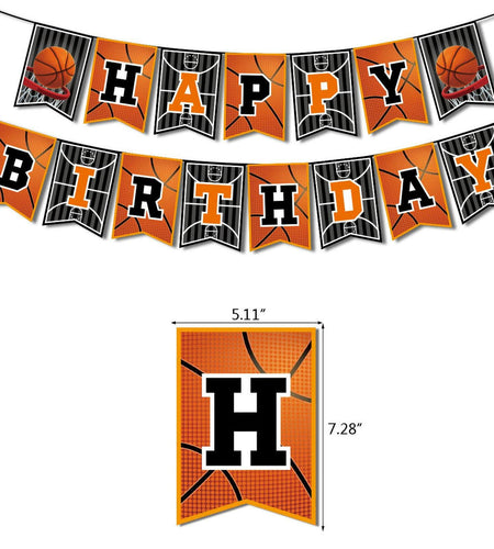 GLASNES Basketball Birthday Banner Happy Birthday Party Decoration