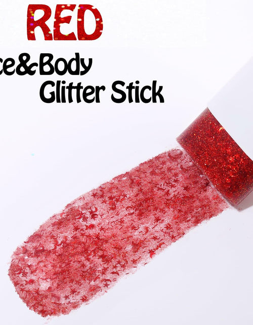 Load image into Gallery viewer, UCANBE Red Body Glitter Stick Chunky Makeup for Face Hair Lips
