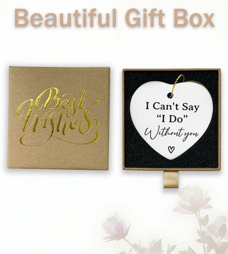 Bridesmaid Maid of Honor Heart Ceramic Ornament Wedding Gift