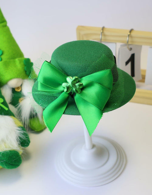 Load image into Gallery viewer, St. Patrick’s Day Leprechaun Top Hat Hair Bow Clips Green Clover Shamrock
