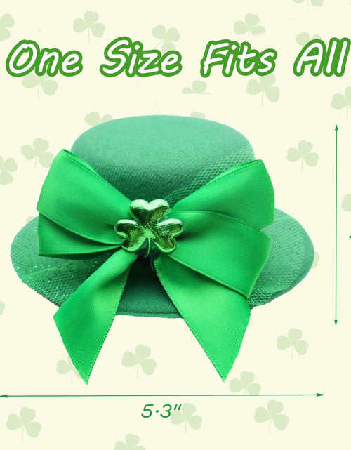 Load image into Gallery viewer, St. Patrick’s Day Leprechaun Top Hat Hair Bow Clips Green Clover Shamrock
