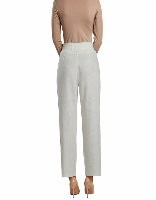 Load image into Gallery viewer, SANDY &amp; SID Womens Linen Crop High Rise Straight Leg Pants White Size S

