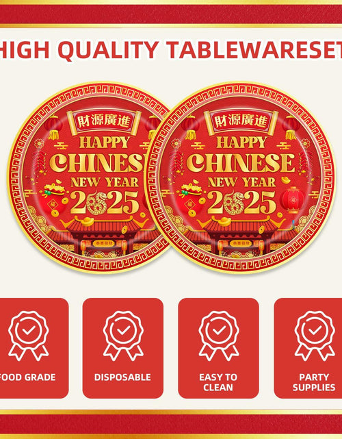 Load image into Gallery viewer, 48pcs Chinese New Year 2025 Party Plates Napkins Decorations for 24 Guests
