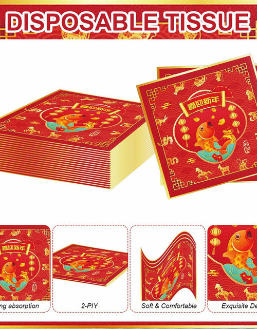 Load image into Gallery viewer, 48pcs Chinese New Year 2025 Party Plates Napkins Decorations for 24 Guests
