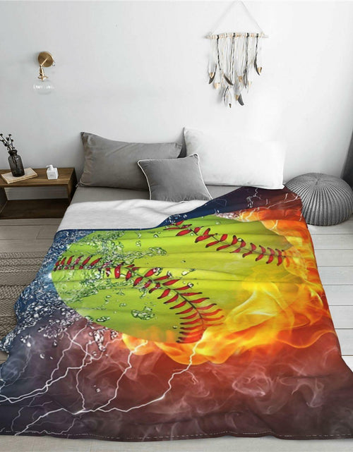 Load image into Gallery viewer, BLUBLU Fire Softball Flannel Fleece Throw Blanket Lightweight Cozy Plush 60x50
