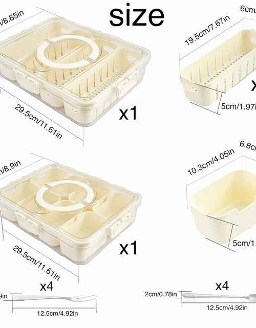 Load image into Gallery viewer, Snackle Box Divided Serving Tray with Lid &amp; Handle 8 &amp; 4 Compartments Picnic
