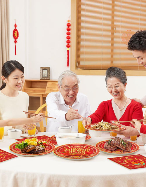 Load image into Gallery viewer, 48pcs Chinese New Year 2025 Party Plates Napkins Decorations for 24 Guests
