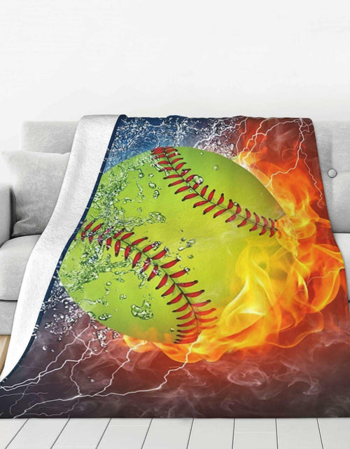 Load image into Gallery viewer, BLUBLU Fire Softball Flannel Fleece Throw Blanket Lightweight Cozy Plush 60x50
