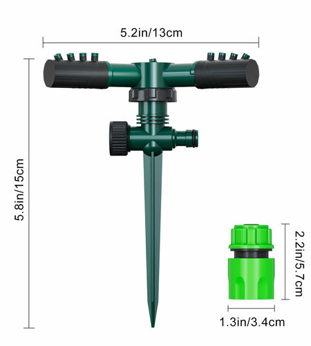 Gyrivav 360° Rotating Metal Lawn Sprinkler Fits 1/2'' Hose Heavy Duty