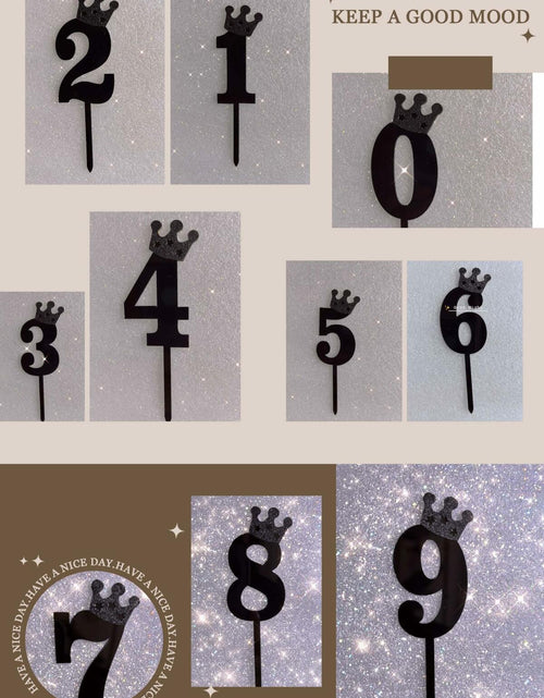 Load image into Gallery viewer, Large Number 6 Cake Topper Black Crown Birthday Anniversary Party Decor
