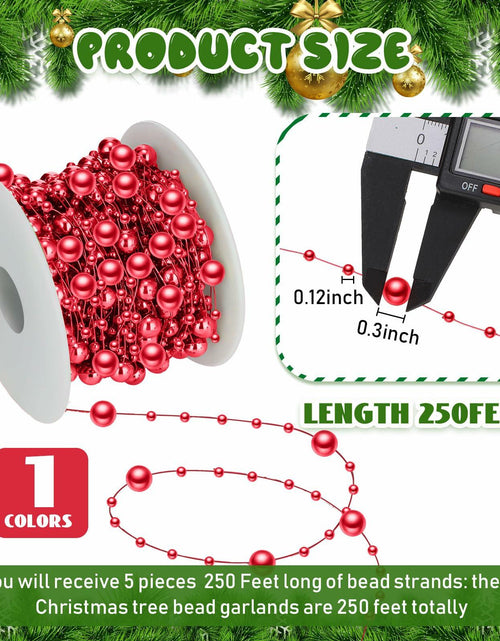 Load image into Gallery viewer, Ecally 250ft Plastic Beads Garland Chain Roll Red Wedding Decoration
