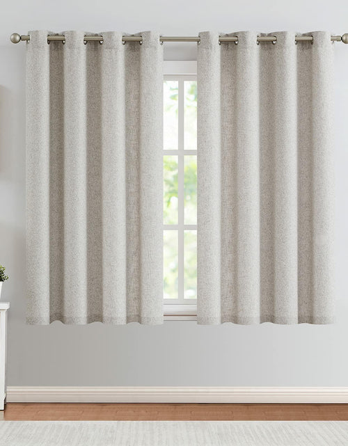 Load image into Gallery viewer, Jinchan Faux Linen Burlap Curtains 63" Heathered Gray 2pc Grommet Panels
